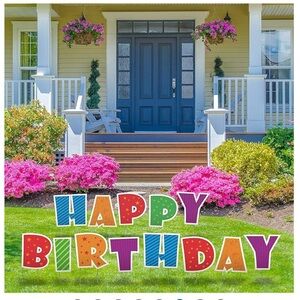 QPS Happy Birthday LIGHTED Yard Signs Stakes - 16" Colorful Weatherproof NEW